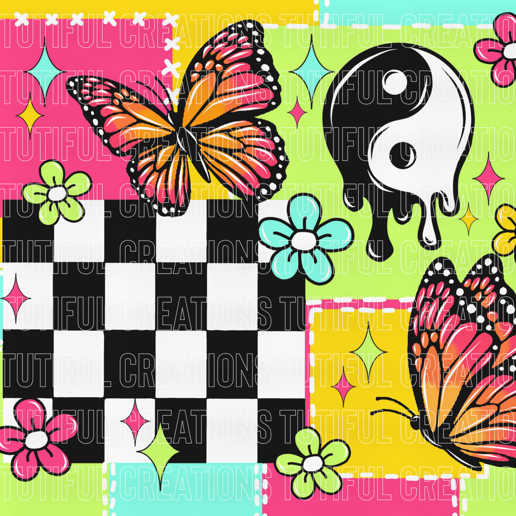 Retro butterfly patchwork Choose/SELECT style/size etc.) rib knit newest 3.0