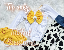 Load image into Gallery viewer, Cow Girl Rib Knit Bow back (Choose Finish/ Sleeve Style) Top Only size up (‼️read description) sleeve style pictured is bell sleeves ‼️
