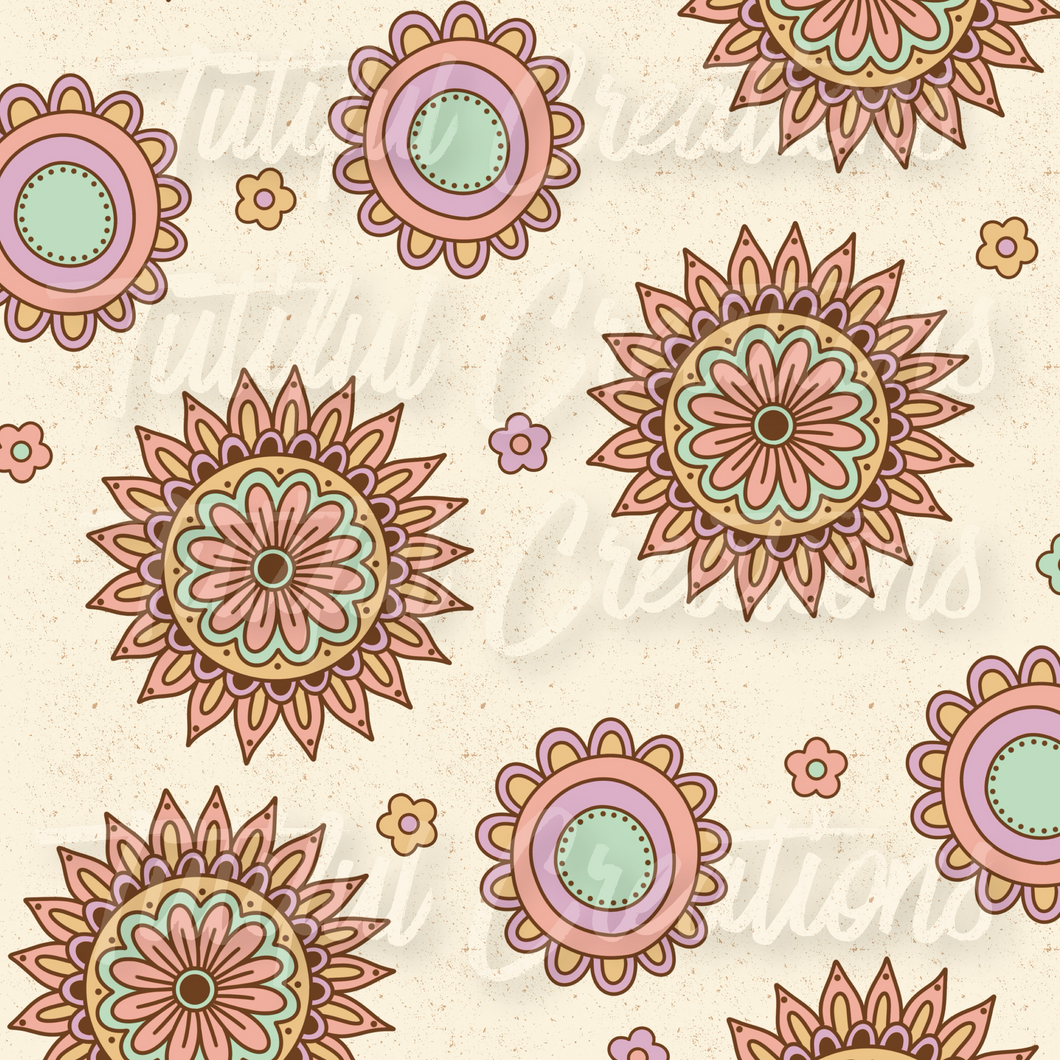 CREAM MANDALA SUNS  PRINT ( Choose SELECT style/size etc.) rib knit