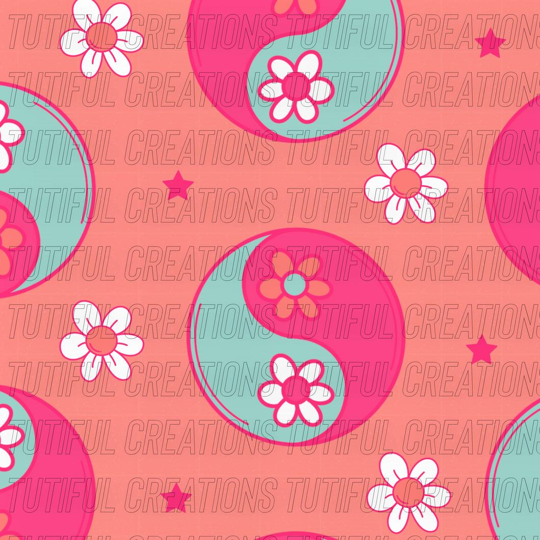 Floral Yin yang on peach (Choose SELECT style/size etc.) rib knit new 2.0