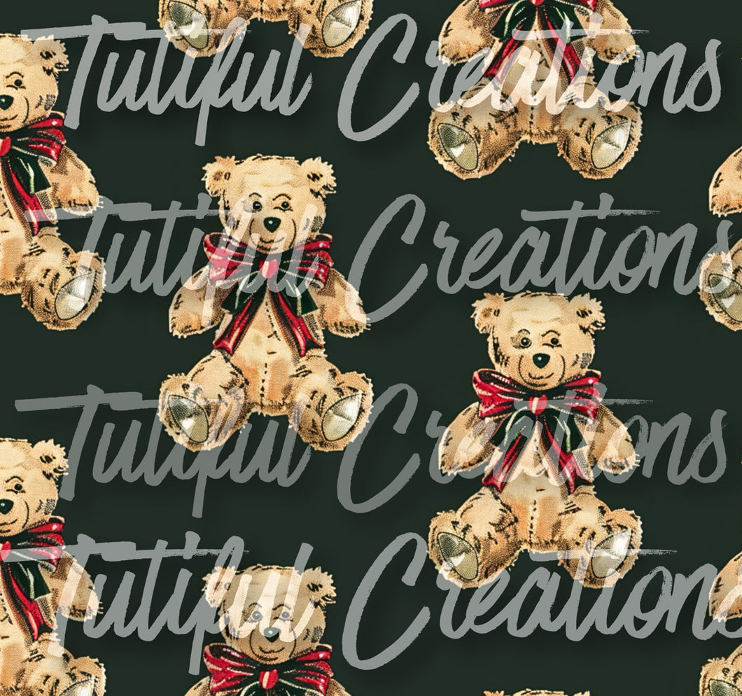 VINTAGE BEARS (dark green backing) (Choose SELECT style/size etc.) rib knit