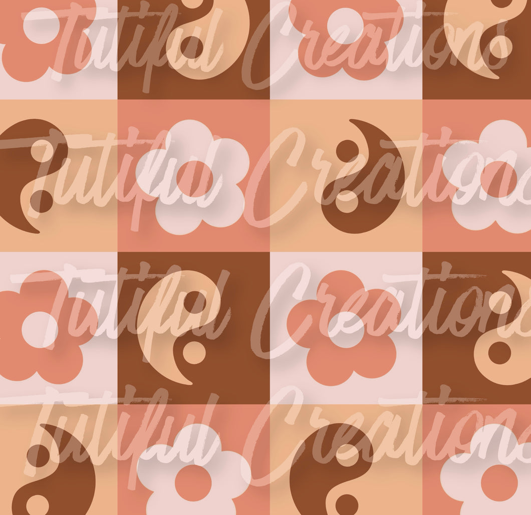 Checkered Yin Yang Floral ( SELECT style/size etc.) made in rib knit