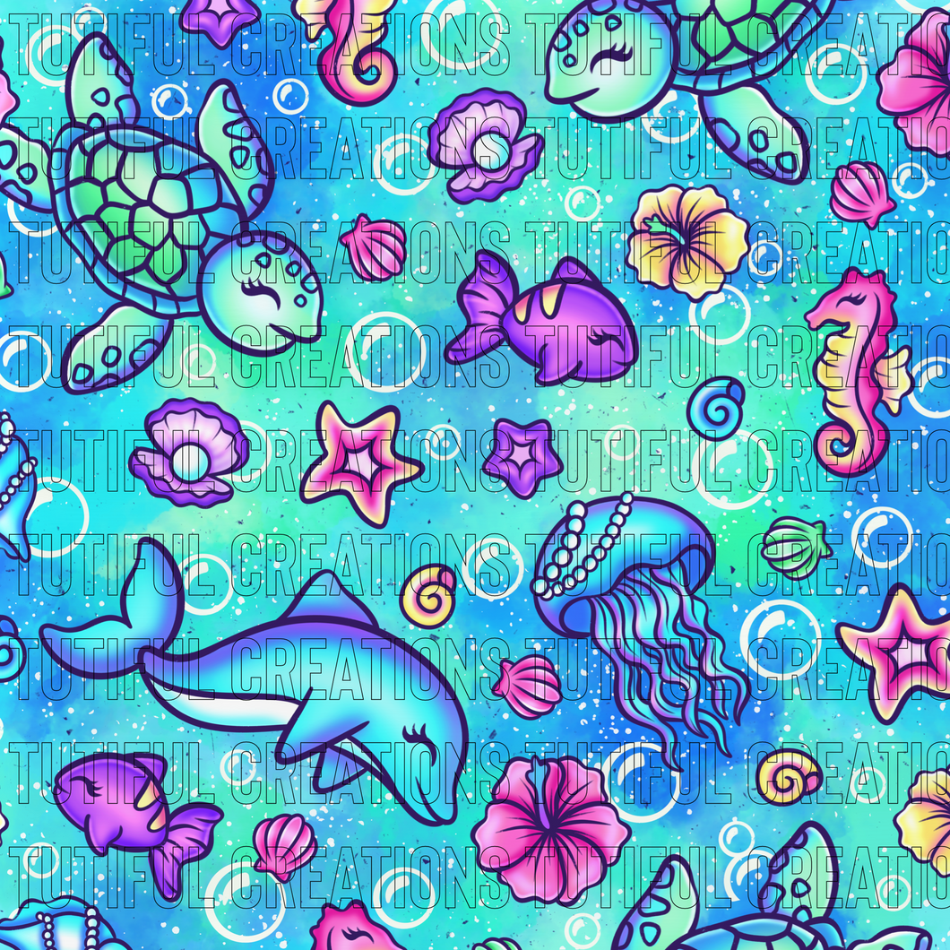 Sea animals  on blue ( Choose SELECT style/size etc.) rib knit new 2.0