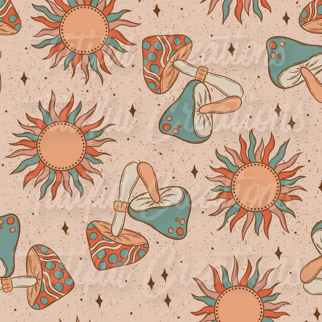 BOHO MUSHROOMS & SUNS PRINT ( Choose SELECT style/size etc.) rib knit