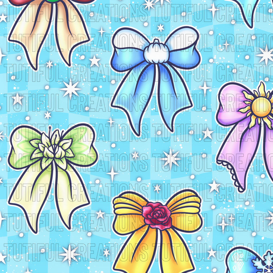 Simple Pr1ncess bows on blue  (Choose/SELECT style/size etc.) rib knit newest 3.0