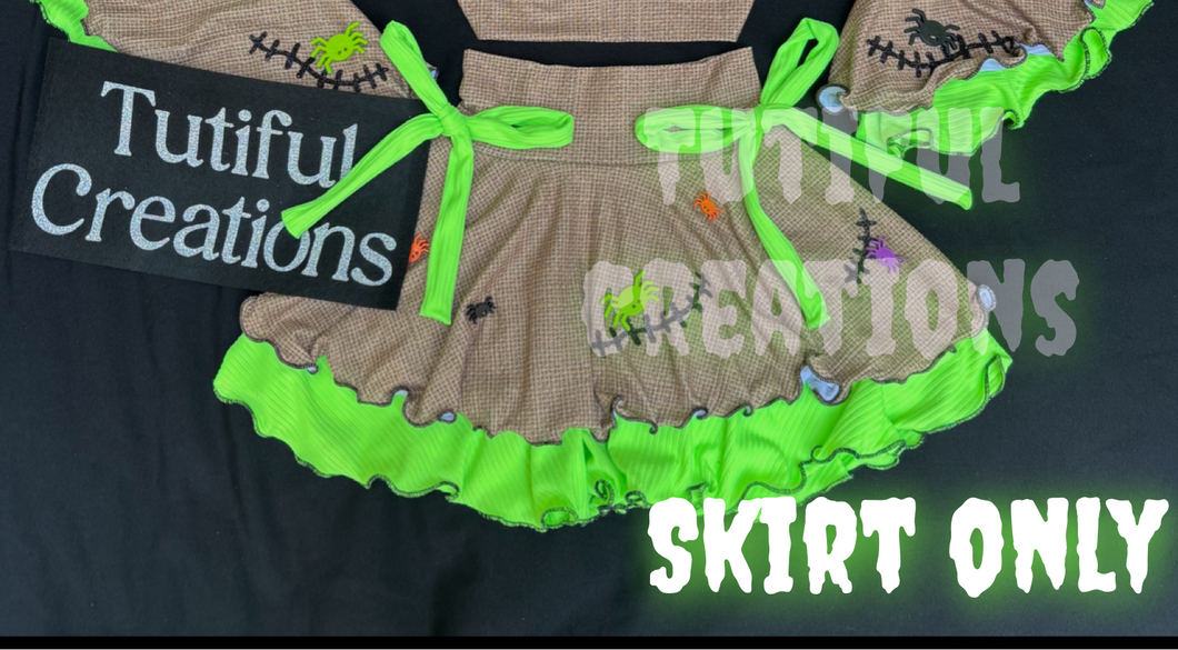 WELL, WELL, WELL BUG MAN  double layer rib knit bow Twirl Skirt is pictured (select skirted bummies or twirl skirt ONLY) (TOP NOT INCLUDED HANDSEWN ON BUGS