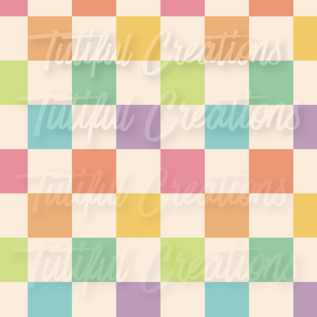 PASTEL RAINBOW CHECKS PRINT ( Choose SELECT style/size etc.) rib knit