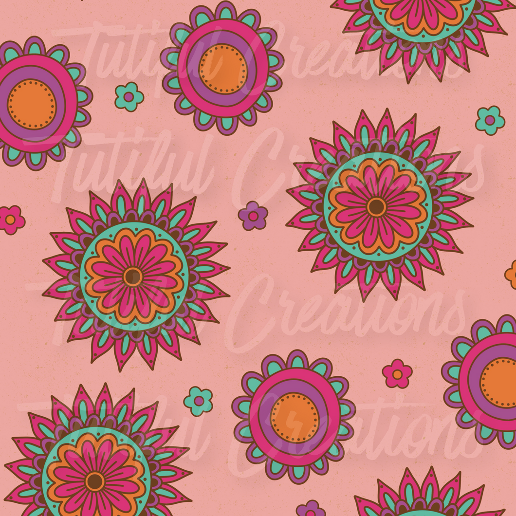 NEON MANDALA SUNS  PRINT ( Choose SELECT style/size etc.) rib knit