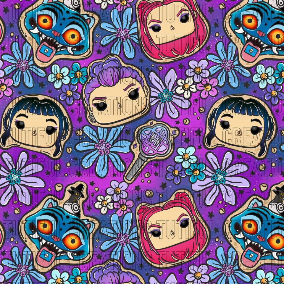 K Pop hunters heads purple tie dye mix(Choose/SELECT style/size etc.) rib knit newest 4.0