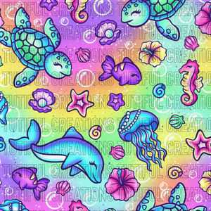 Sea animals  on rainbow ( Choose SELECT style/size etc.) rib knit new 2.0