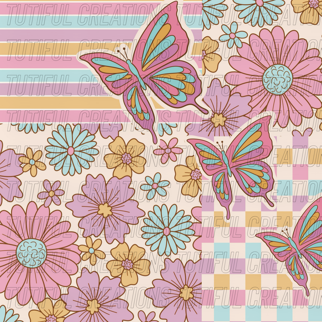 Floral butterfly patchwork  (Choose SELECT style/size etc.) rib knit new 2.0