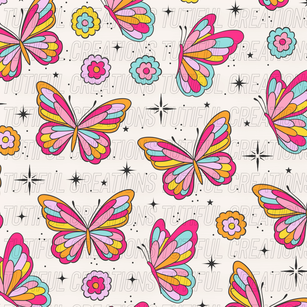 Rainbow butterfly on cream (Choose SELECT style/size etc.) rib knit new 2.0