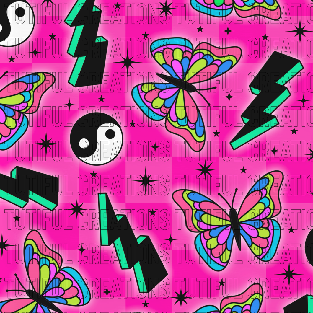 Hot pink tattoo butterfly/lightening (Choose/SELECT style/size etc.) rib knit newest 3.0