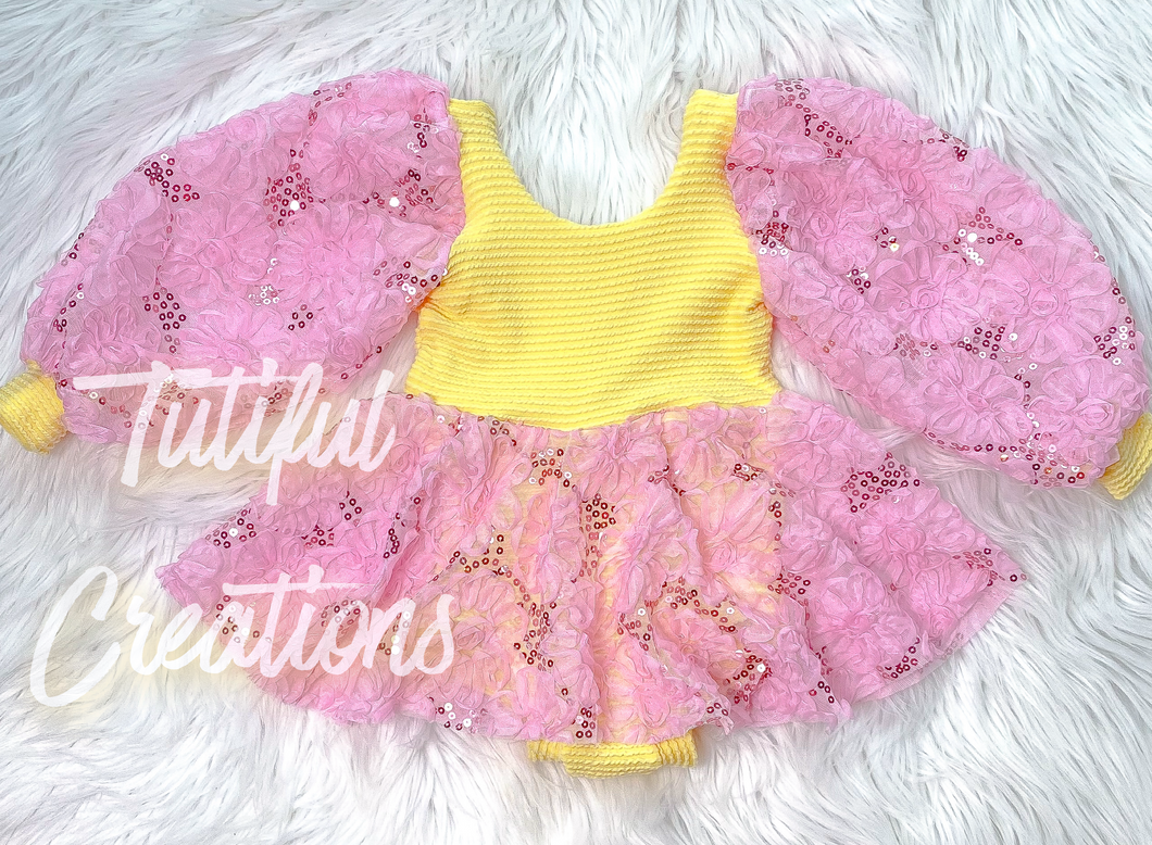 SPRING VIBES PUFFY  SLEEVE BRIELLE SKIRTED ROMPER (exactly as pictured)