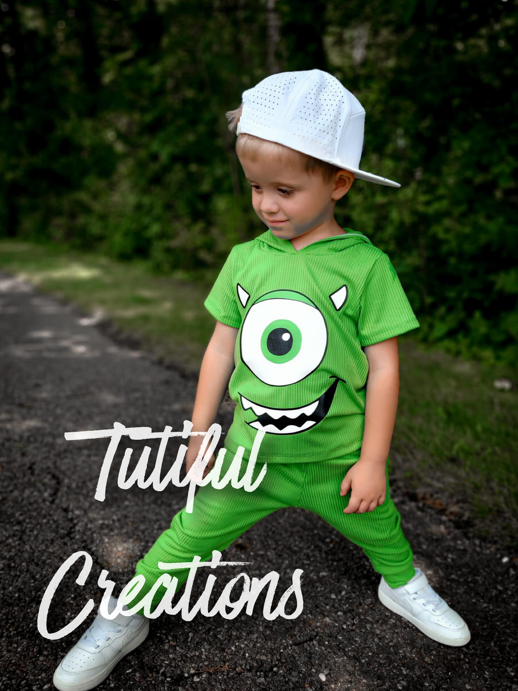 ONE EYED MONSTER ONLY IMAGE( SELECT style/size ONLY TOPS/ Leotards/Dresses/Rompers .) rib knit EYE WILL BE BLUE NOT GREEN!!