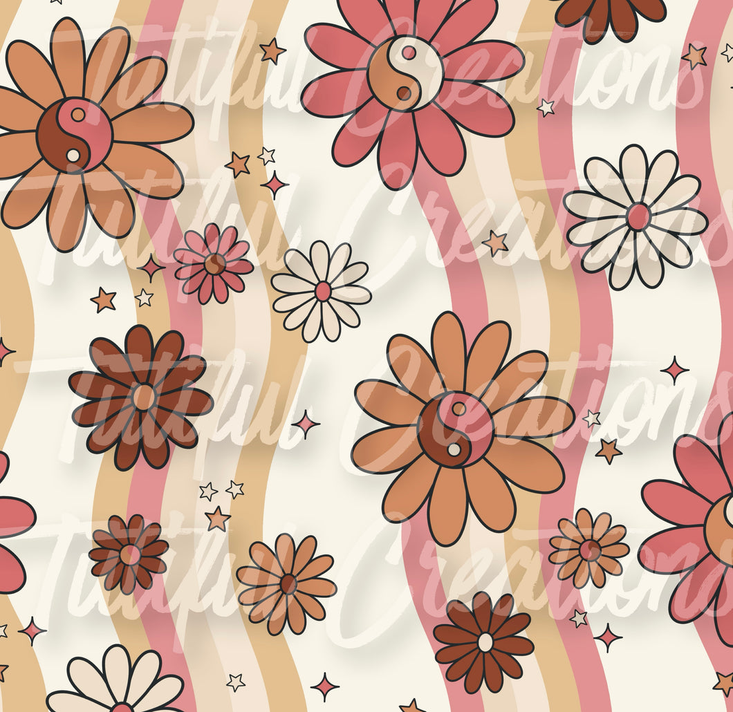 Retro Yin Yang Flowers ( SELECT style/size etc.) made in rib knit