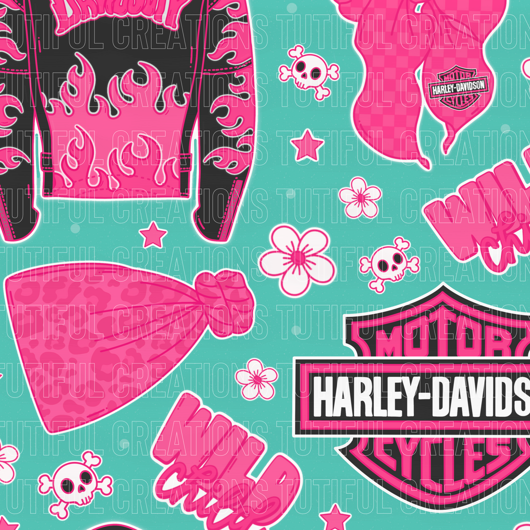 Biker collage on teal (Choose/SELECT style/size etc.) rib knit newest 3.0