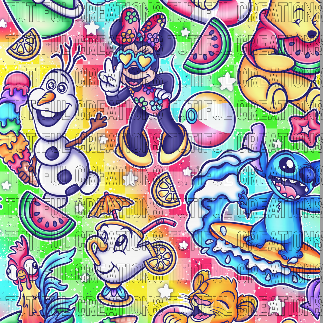 SUMMER FRIENDS COLLAGE RAINBOW  (Choose SELECT style/size etc.) rib knit new 2.0