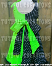 Load image into Gallery viewer, PUMPKIN KING X GREEN BUG MAN BRIELLE STYLE ( ‼️Please  select style you style below, price does not include style selection‼️) . Bow in back is a self tie bow. Current price is based on a skirted romper. STYLE SHOWN IS BRIELLE TIE SHOULDER DRESS in pictur