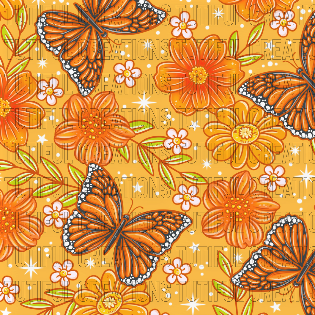 Orange floral butterflies (Choose/SELECT style/size etc.) rib knit newest 3.0