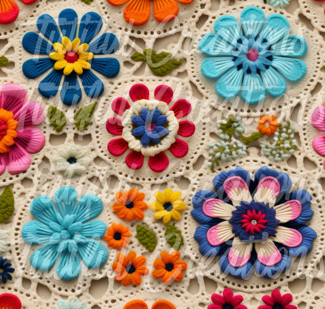 Crochet Florals   ( SELECT style/size etc.) made in rib knit