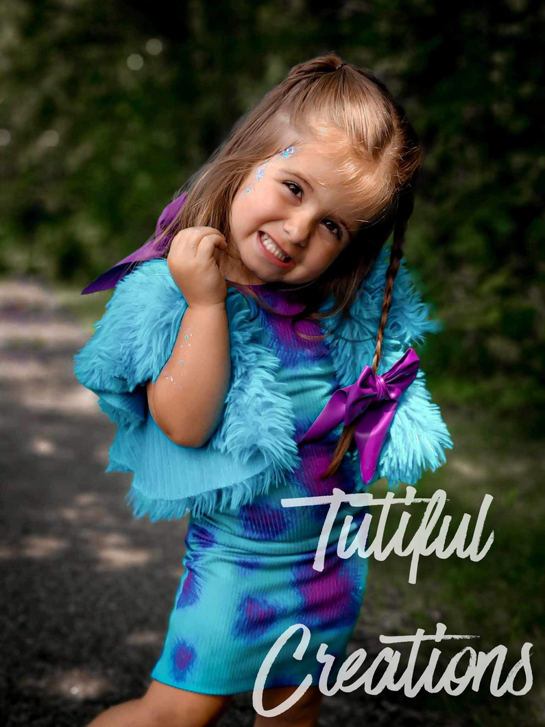 BLUE MONSTER W/FURRY SLEEVES ‼️‼️PLEASE SELECT YOUR STYLE/SIZE (FURRY SPECIALTY SLEEVES ON ONLY THE ITEMS LISTED BELOW) You must select a style. Pictured is a tank dress select that option in drop down.