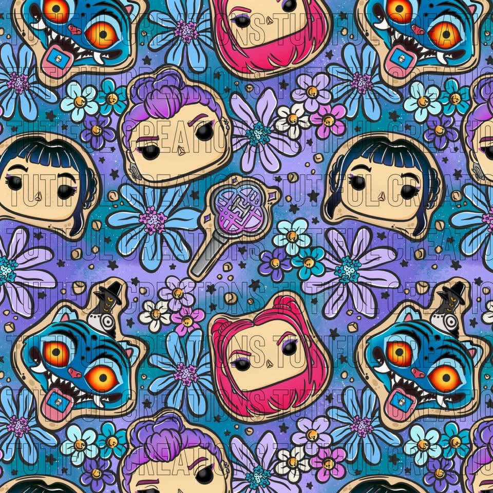 K Pop hunters heads blue/purple tie dye mix(Choose/SELECT style/size etc.) rib knit newest 4.0