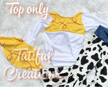 Load image into Gallery viewer, Cow Girl Rib Knit Bow back (Choose Finish/ Sleeve Style) Top Only size up (‼️read description) sleeve style pictured is bell sleeves ‼️