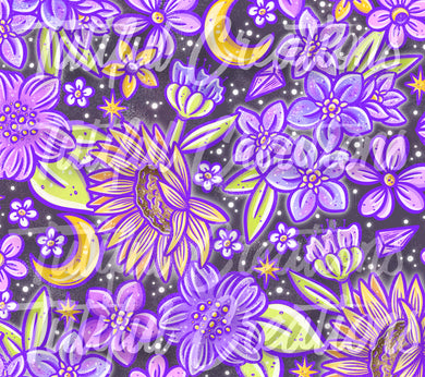 Purple Floral on charcoal (SELECT style/size etc.) made in rib knit
