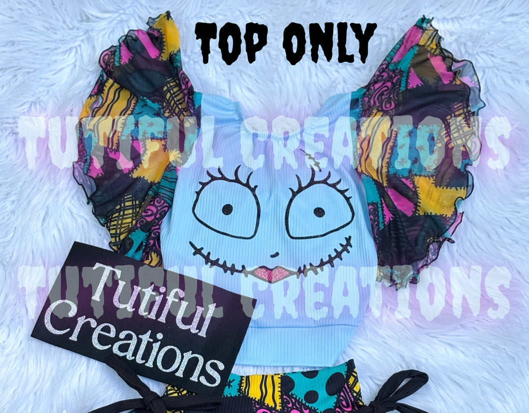 PATCHWORK S Rib Knit Bow back (Choose Finish/Sleeve style) Top Only size up (read description) MUST SELECT Sleeve. Style shown is FLUTTER sleeves ‼️