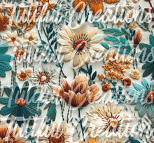 Load image into Gallery viewer, Teal/Rust Floral (SELECT style/size etc.) made in rib knit