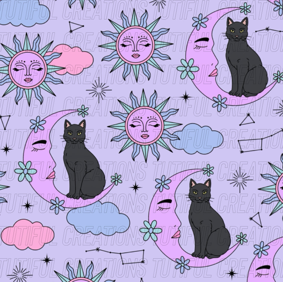 CELESTIAL AND KITTIES print (SELECT style/size etc.) rib knit