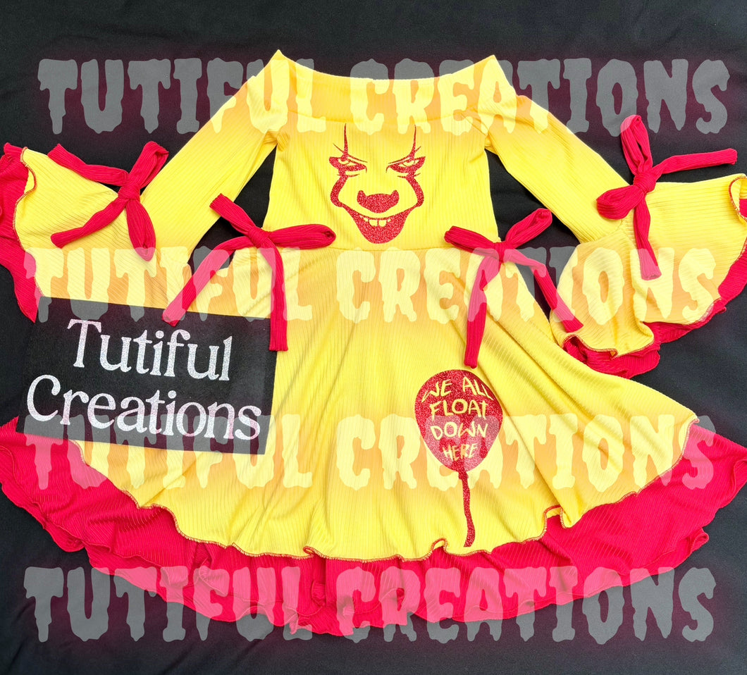 WE ALL FLOAT OTS DOUBLE LAYER TWIRL DRESS (SELECT YOUR SIZE/SLEEVE STYLE) FOR DRESS EXACTLY AS IS PLEASE SELECT DOUBLE LAYER BOW BELL SLEEVES‼️‼️‼️‼️