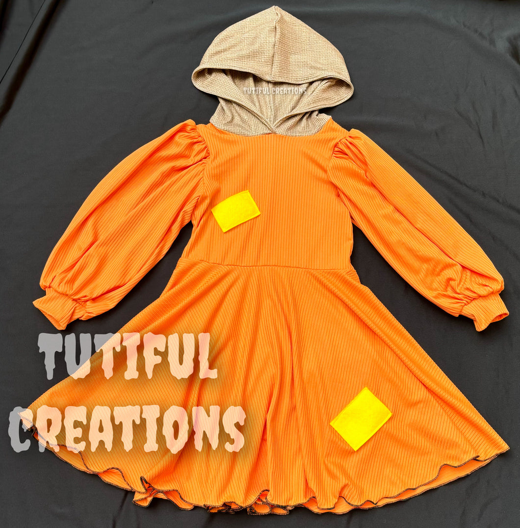 ORANGE TRICK OR TREAT DRESS (SELECT YOUR SIZE/SLEEVE STYLE) FOR DRESS EXACTLY AS IS PLEASE SELECT LONG SLEEVES‼️‼️‼️‼️