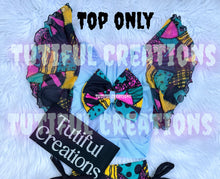 Load image into Gallery viewer, PATCHWORK S Rib Knit Bow back (Choose Finish/Sleeve style) Top Only size up (read description) MUST SELECT Sleeve. Style shown is FLUTTER sleeves ‼️