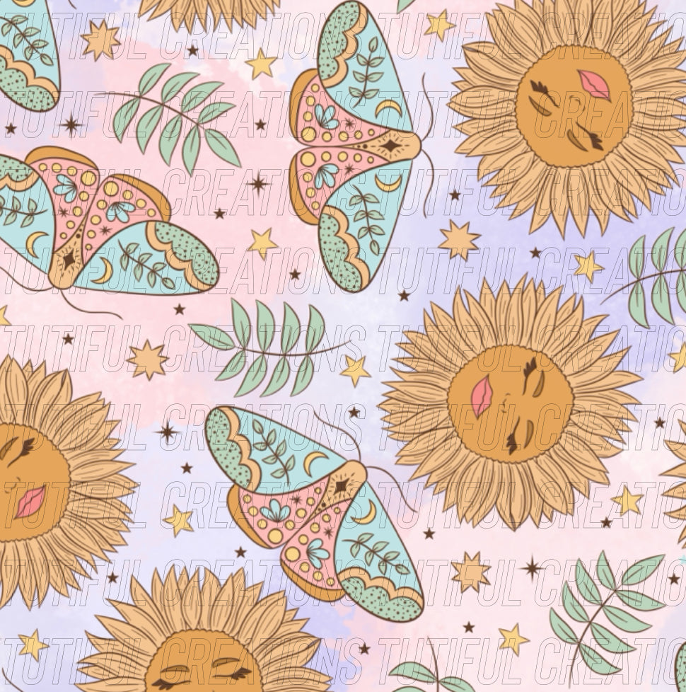 MOTHS AND SUNS print (SELECT style/size etc.) rib knit