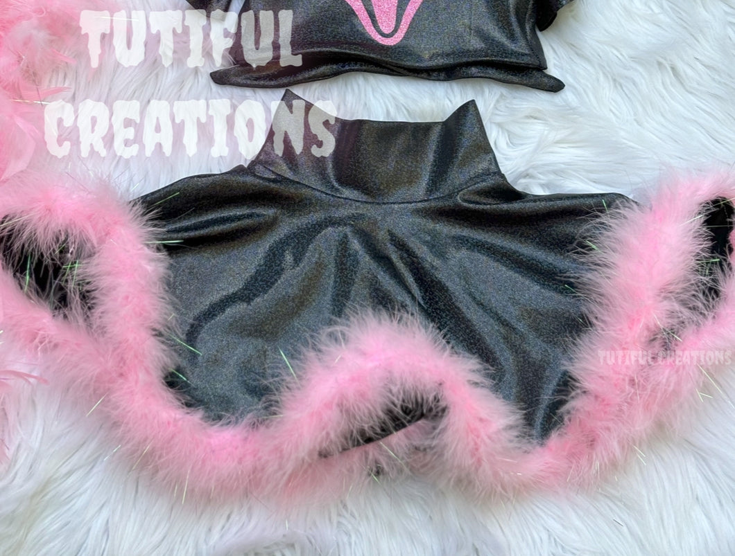 Black Holo Glitter Twirl Skirt (select skirted bummies or twirl skirt ONLY) (FUR INCLUDED IN PRICE) TOP NOT INCLUDED