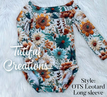 Load image into Gallery viewer, Teal/Rust Floral (SELECT style/size etc.) made in rib knit