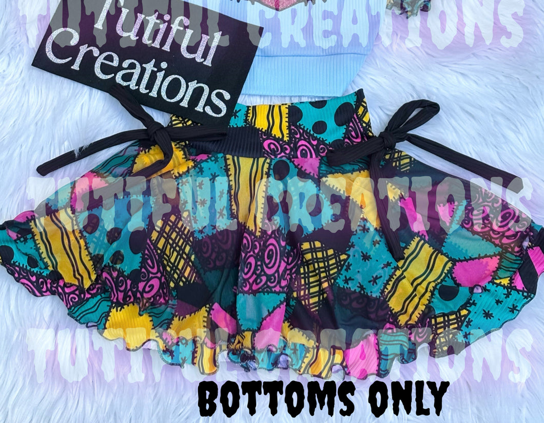 PATCHWORK S double layer mesh/rib knit bow Twirl Skirt is pictured (select skirted bummies or twirl skirt ONLY) (TOP NOT INCLUDED