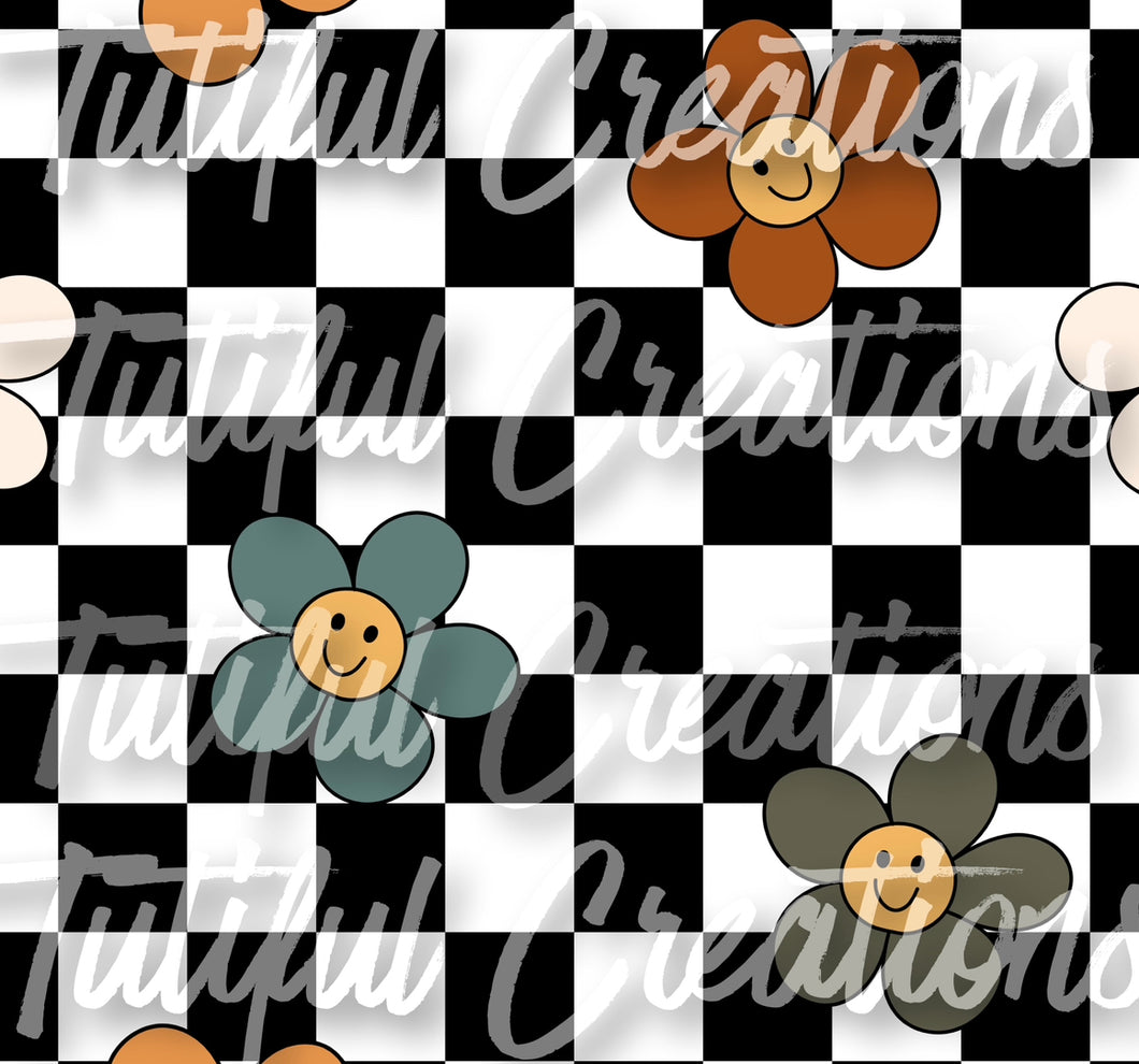 Fall floral checks print (SELECT style/size etc.) made in rib knit