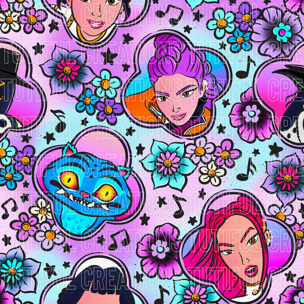 K Pop Hunters purple/blue mix(Choose/SELECT style/size etc.) rib knit newest 4.0