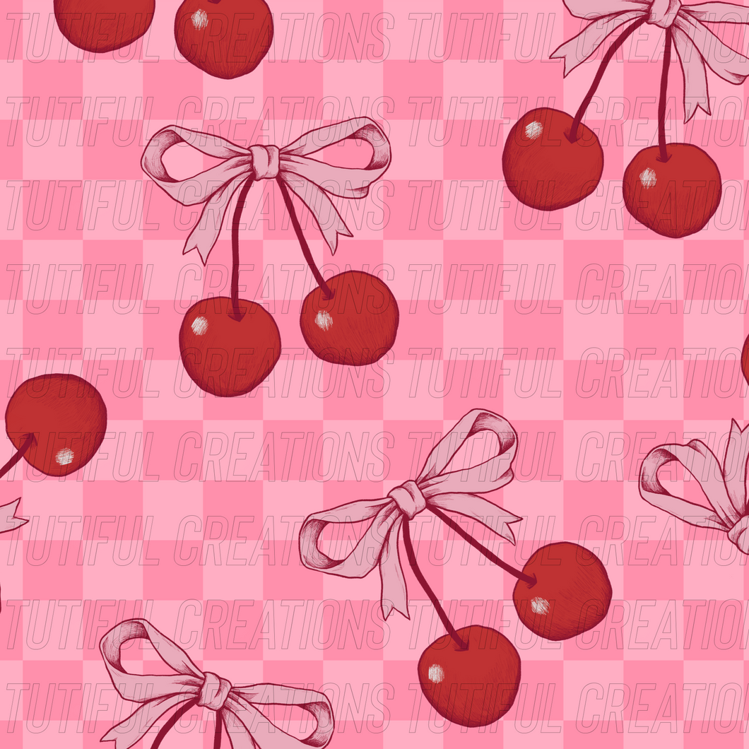 CHERRY BOWS print (SELECT style/size etc.) rib knit