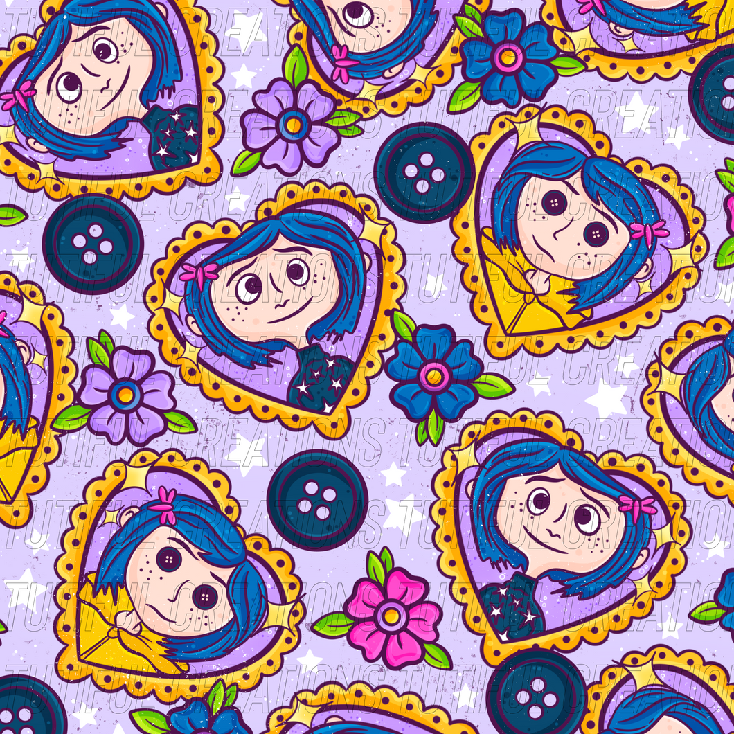 BUTTON GIRL TATTOO HEARTS print (SELECT style/size etc.) rib knit