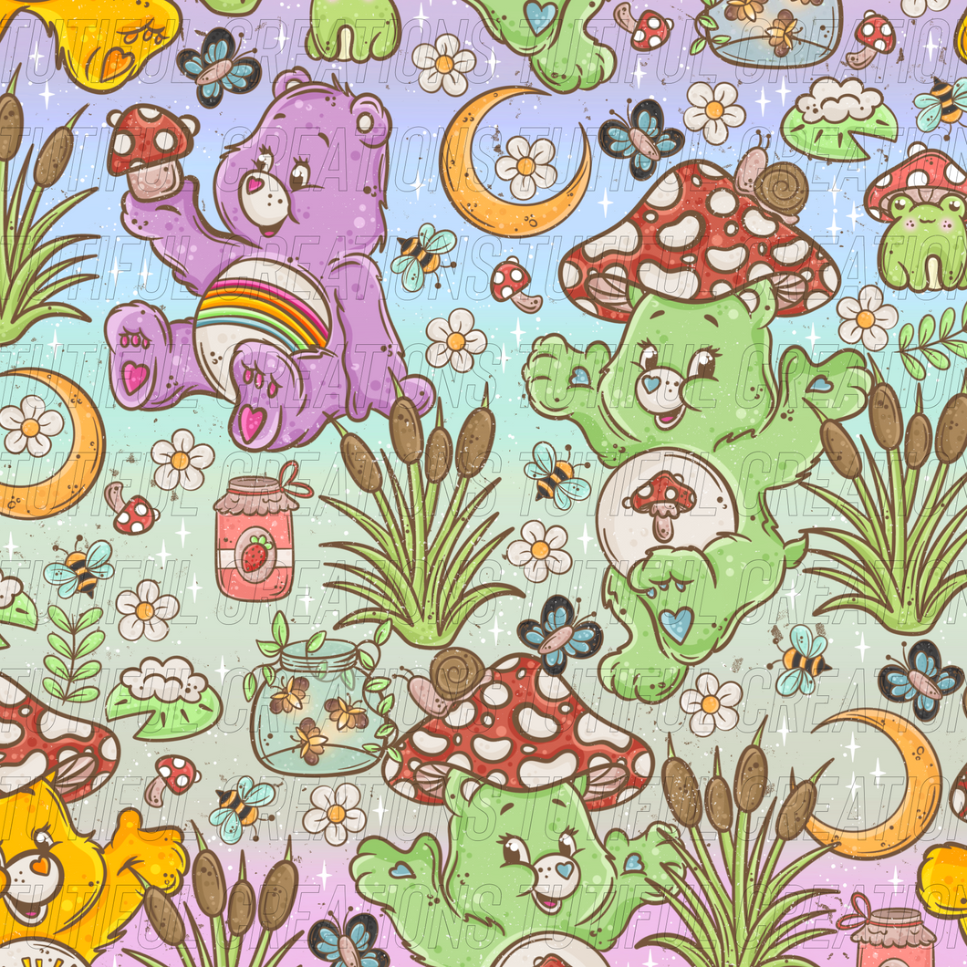 COTTAGECORE RAINBOW BEARS print (SELECT style/size etc.) rib knit