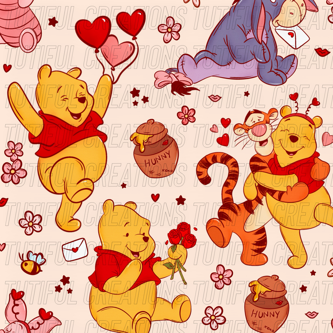 Cream love bear and friends print (SELECT style/size etc.) rib knit