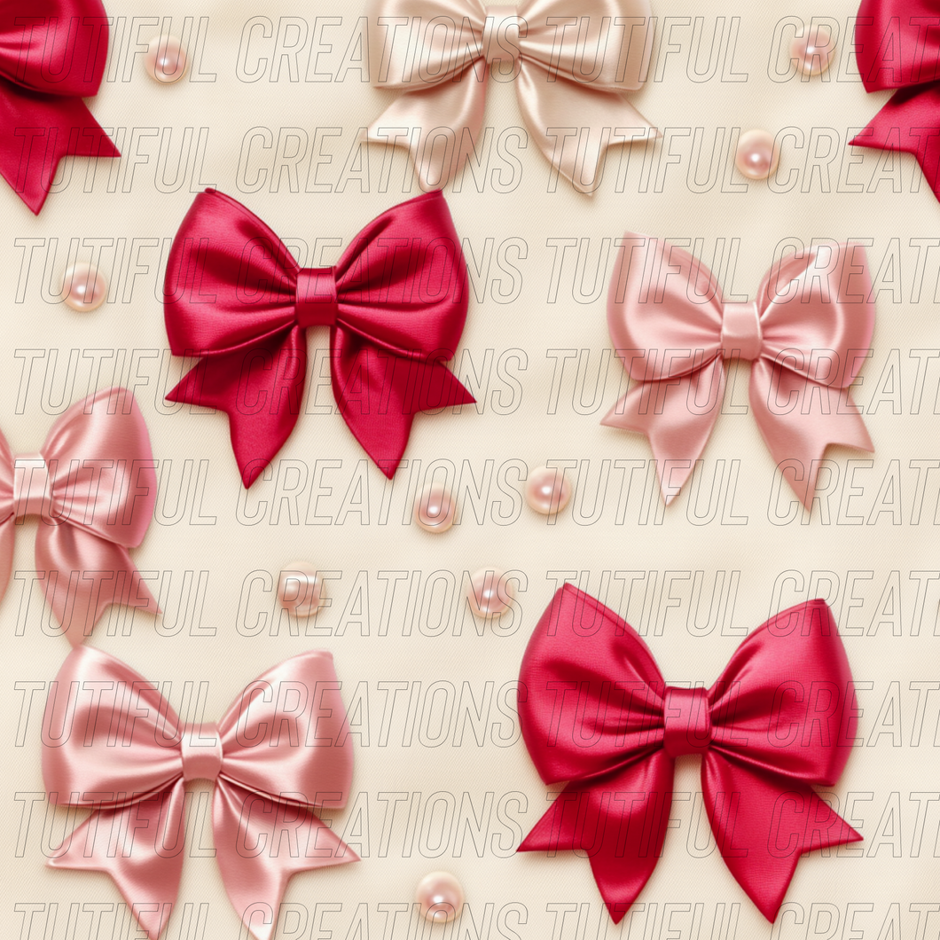 Cream/Pink coquette bows print (SELECT style/size etc.) rib knit