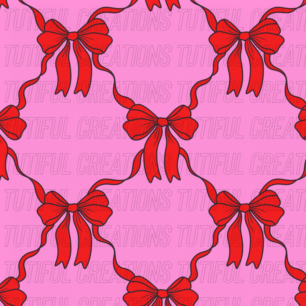 Red/pink Cutesty coquette bows print (SELECT style/size etc.) rib knit