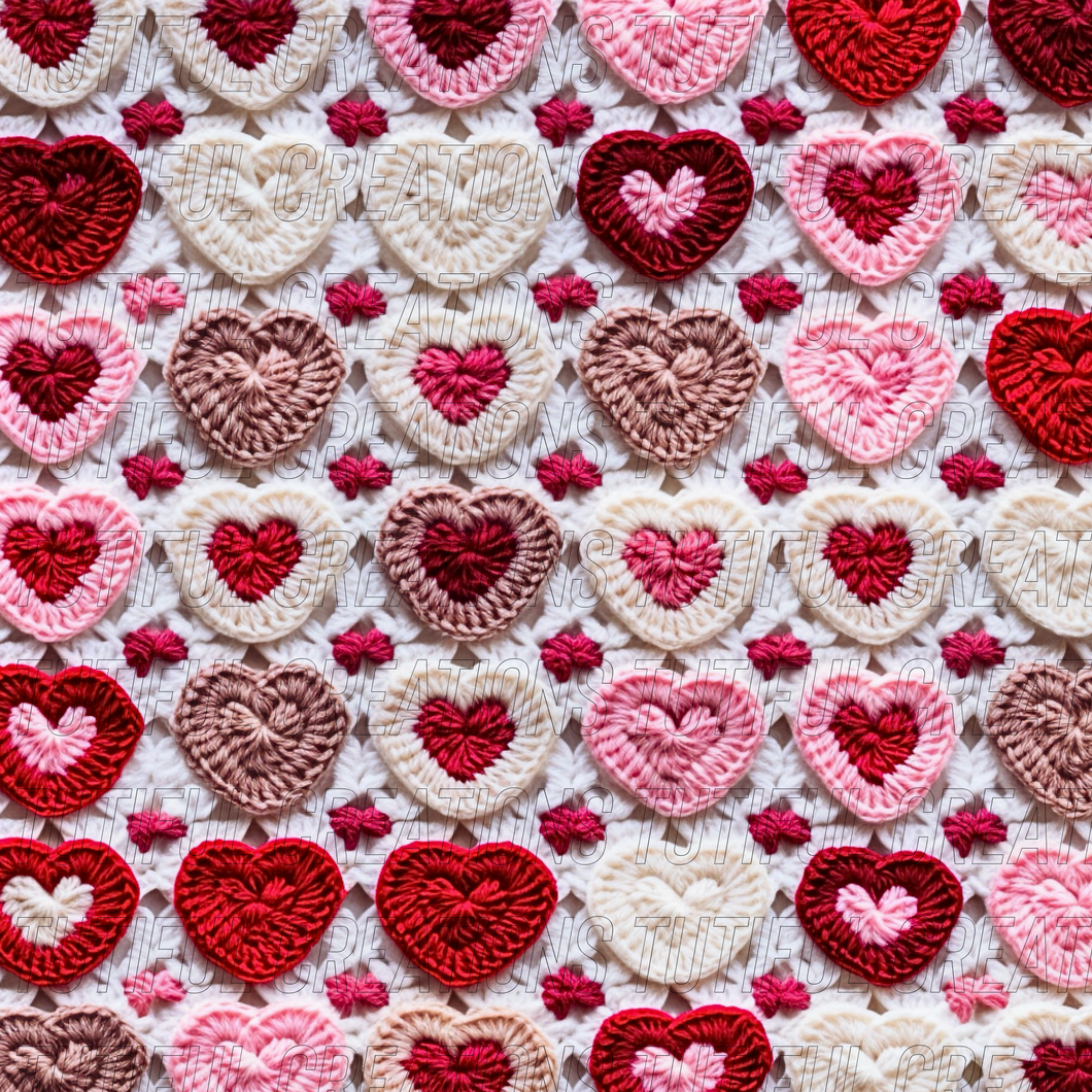 Crochet Hearts print (SELECT style/size etc.) rib knit