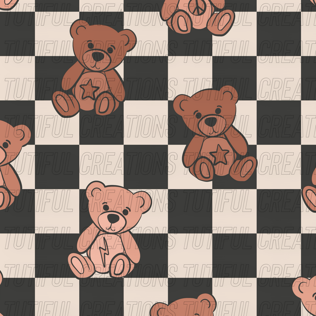 Boy checkered bears print (SELECT style/size etc.) rib knit