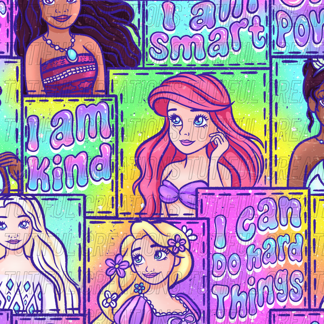 Affirmation princesses print (SELECT style/size etc.) rib knit